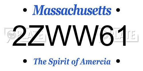 2ZWW61 Massachusetts License Plate