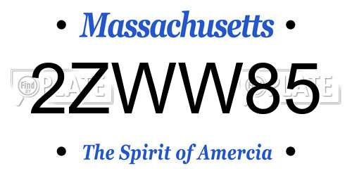 2ZWW85 Massachusetts License Plate