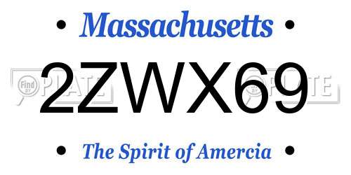 2ZWX69 Massachusetts License Plate
