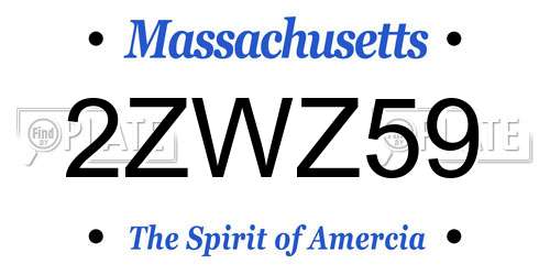 2ZWZ59 Massachusetts License Plate