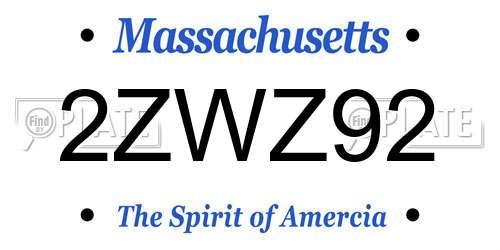 2ZWZ92 Massachusetts License Plate