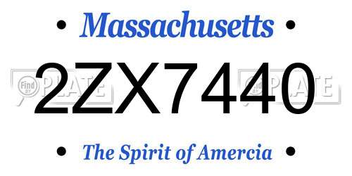 2ZX7440 Massachusetts License Plate