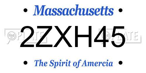 2ZXH45 Massachusetts License Plate
