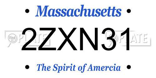 2ZXN31 Massachusetts License Plate