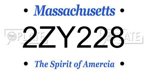 2ZY228 Massachusetts License Plate