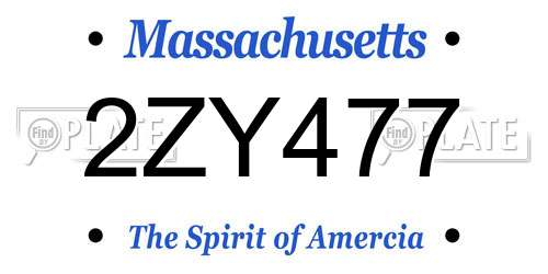 2ZY477 Massachusetts License Plate