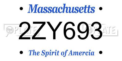 2ZY693 Massachusetts License Plate