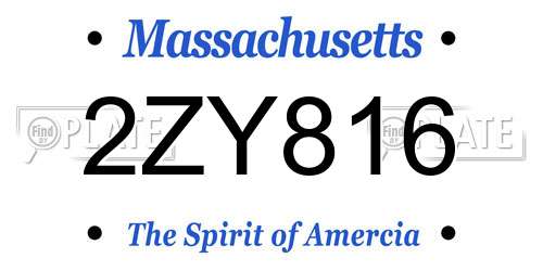 2ZY816 Massachusetts License Plate