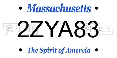 2ZYA83 Massachusetts License Plate