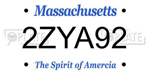 2ZYA92 Massachusetts License Plate