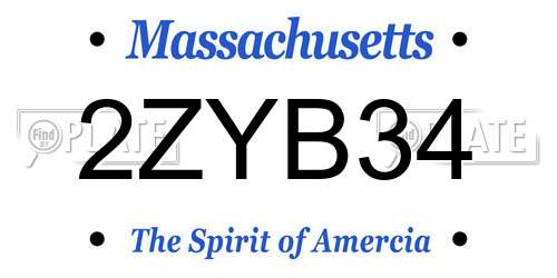 2ZYB34 Massachusetts License Plate