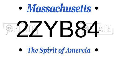 2ZYB84 Massachusetts License Plate