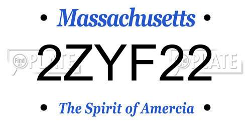 2ZYF22 Massachusetts License Plate