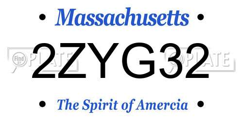 2ZYG32 Massachusetts License Plate