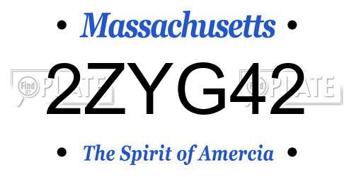 2ZYG42 Massachusetts License Plate