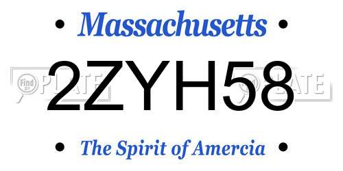 2ZYH58 Massachusetts License Plate
