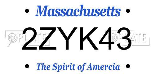 2ZYK43 Massachusetts License Plate