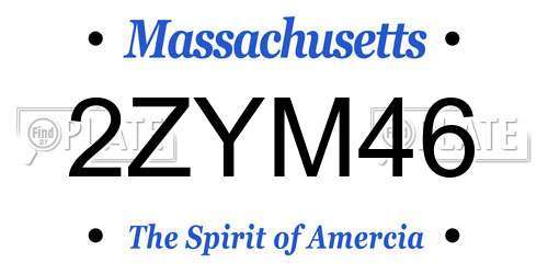 2ZYM46 Massachusetts License Plate