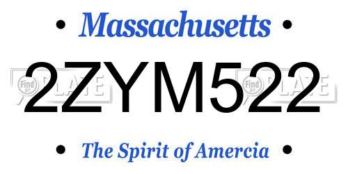 2ZYM522 Massachusetts License Plate