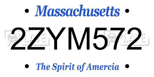 2ZYM572 Massachusetts License Plate