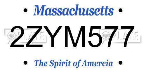 2ZYM577 Massachusetts License Plate