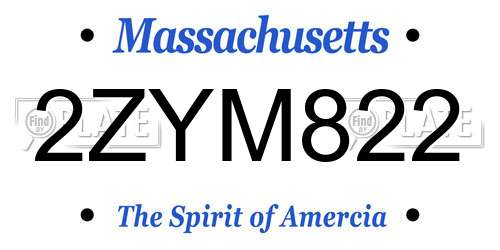 2ZYM822 Massachusetts License Plate
