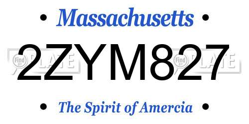 2ZYM827 Massachusetts License Plate