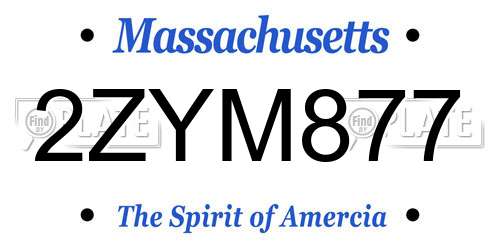 2ZYM877 Massachusetts License Plate