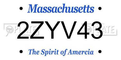 2ZYV43 Massachusetts License Plate