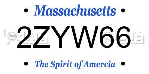 2ZYW66 Massachusetts License Plate