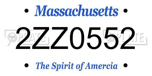 2ZZ0552 Massachusetts License Plate