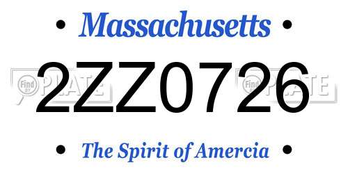 2ZZ0726 Massachusetts License Plate