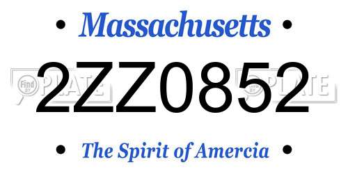 2ZZ0852 Massachusetts License Plate