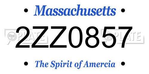 2ZZ0857 Massachusetts License Plate