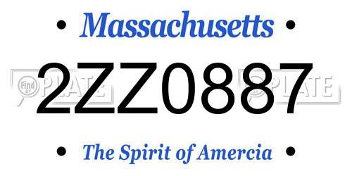 2ZZ0887 Massachusetts License Plate