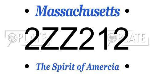 2ZZ212 Massachusetts License Plate