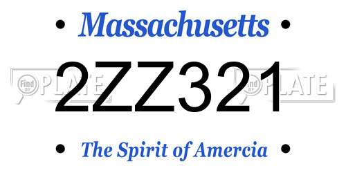 2ZZ321 Massachusetts License Plate