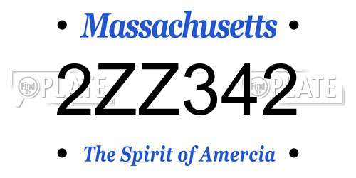 2ZZ342 Massachusetts License Plate