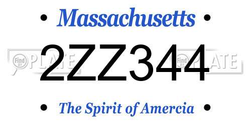 2ZZ344 Massachusetts License Plate