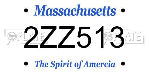 2ZZ513 Massachusetts License Plate