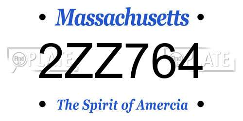 2ZZ764 Massachusetts License Plate