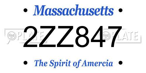 2ZZ847 Massachusetts License Plate