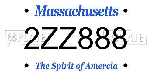 2ZZ888 Massachusetts License Plate