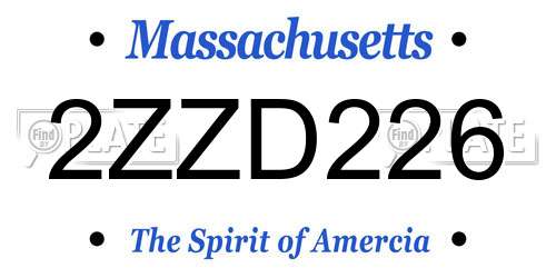 2ZZD226 Massachusetts License Plate
