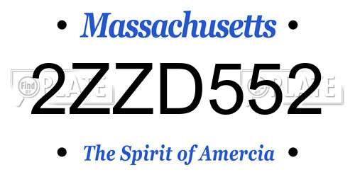 2ZZD552 Massachusetts License Plate