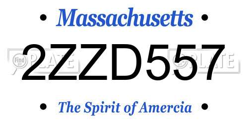 2ZZD557 Massachusetts License Plate