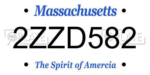 2ZZD582 Massachusetts License Plate