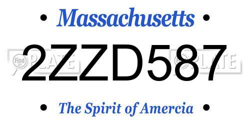 2ZZD587 Massachusetts License Plate