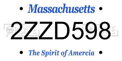 2ZZD598 Massachusetts License Plate