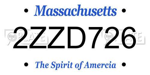 2ZZD726 Massachusetts License Plate